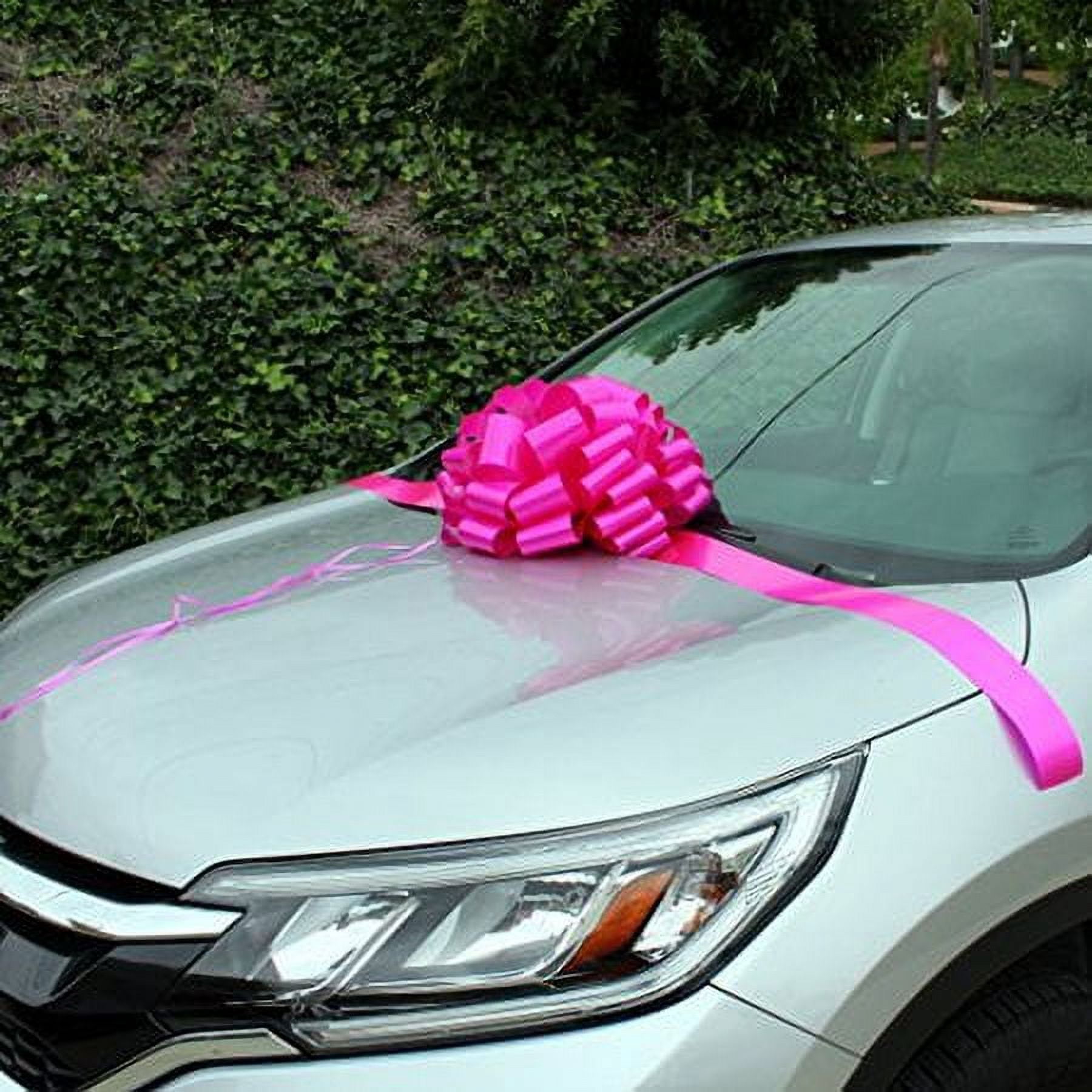 Large Fuchsia Pink Car Bow - 16" Wide, Front Door Decor, Christmas, Easter, Breast Cancer Awareness, Birthday, Baby Shower, Valentine's Day