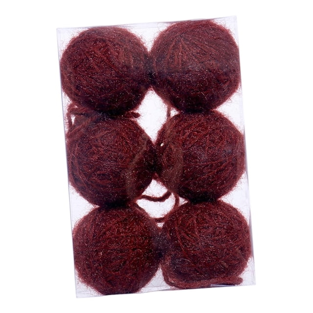 6 bolas navideñas de espuma envueltas en hilo con cuerda para colgar, adornos para el hogar, para aniversarios y interiores. Café rojo