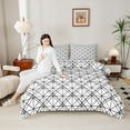 thumbnail image 4 of Homewish Minimalist Lines Boy Girl 3-Piece Full Size Comforter Sets,Abstract Geometric Stripes Bedding Comforter Set,Retro Vintage Lightweight Bedding Sets,Breathable Home Decor,Reversible, 4 of 8