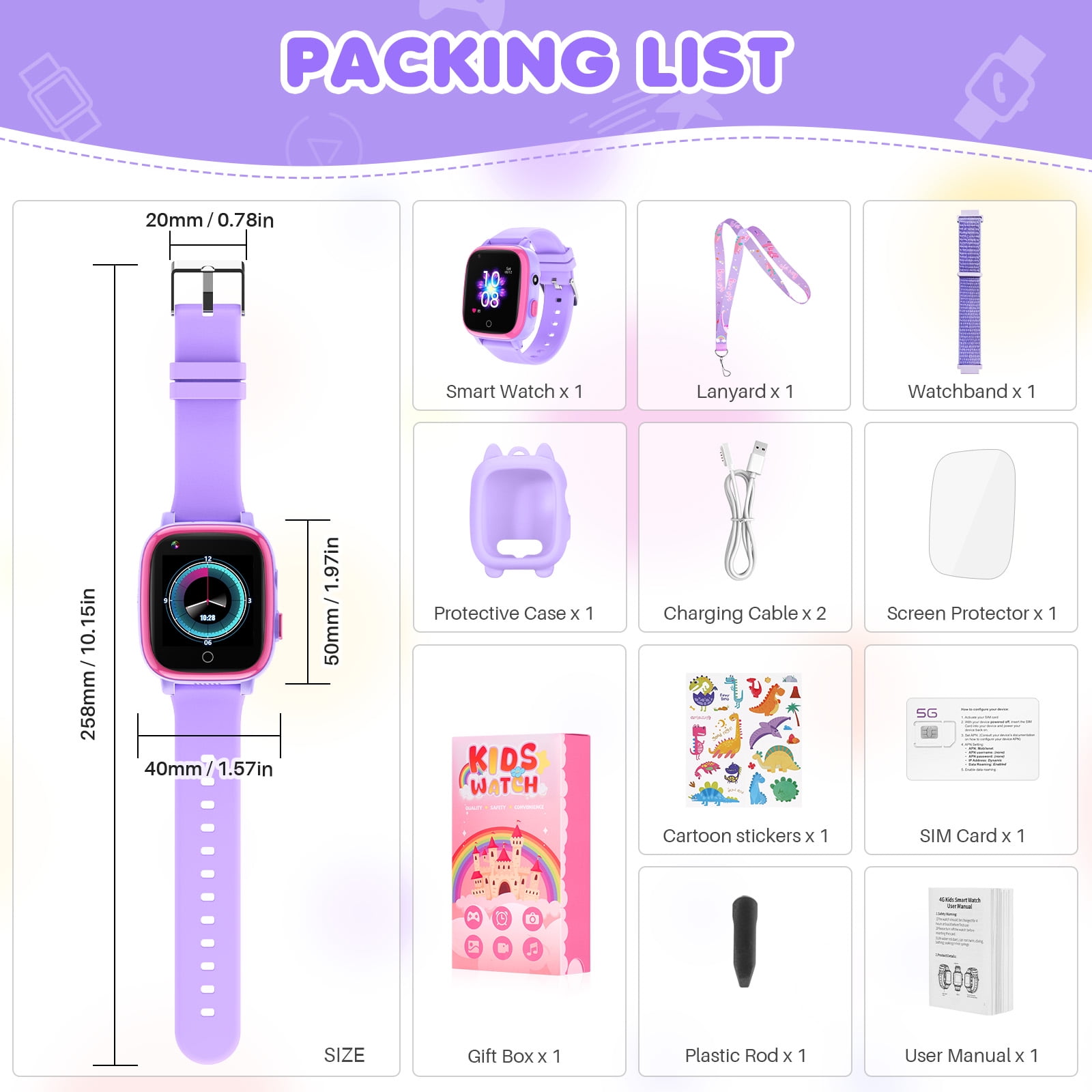 DCU LittleOne Smartwatch Für Kinder – 4G, 3,9 Cm Touchscreen, Videoanrufe, GPS-Ortung, SOS-Taste, Spiele, Wasserfest