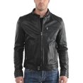 thumbnail image 2 of Men's Genuine Lambskin Leather Jacket Slim fit Motorcycle jacket A057, 2 of 4