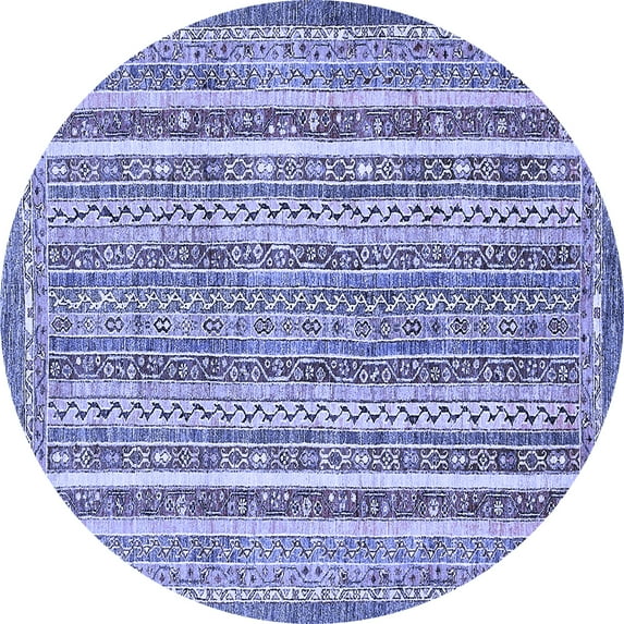 Ahgly Company Indoor Round Abstract Blue Modern Area Rugs, 8' Round
