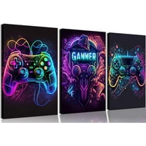 Cool Gaming Wall Hieng Video Game Posters Pictures Colorful Neon Gamepad Canvas Painting Prints for Boys Room Kids Game Room Bedroom for Boys Home Decor