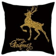 thumbnail image 4 of SDJMa Black Gold Merry Christmas Decor Throw Pillow Covers Xmas Golden Decorative Tree Reindeer Snow Cushion Cases Xmas Bronzing Home Decoration for Couch Sofa Bedroom 18x18 Inch, 4 of 7