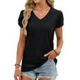thumbnail image 4 of Ltctricy Women's Tunic Tops Trendy Split Short Sleeve V Neck Eyelet Embroidered T Shirts Dressy Casual Blouses, 4 of 6