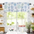 thumbnail image 3 of Christmas Snowflakes Valances for Windows Blue Green Snowflakes Winter Xmas Rod Pocket Curtain Valance Window Treatment Short Curtains for Kitchen Living Room, 58"x16", 3 of 5