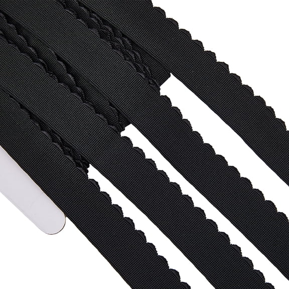 24.5~25mm Black Elastic Spool High Elasticity Scalloped Edge Elastic Sewing Band Stretchy Ribbon for Waistbands Pants Crafts