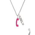 thumbnail image 2 of Delight Jewelry Hot Pink Telephone Silvertone Best Friends Forever Bar Charm Necklace, 23", 2 of 4