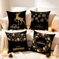 thumbnail image 3 of Christmas Pillow Cover, Black Gold Light Luxury Reindeer Snowman Cushion Case, Square Soft Fabric Throw Case for Sofa Living Room Decor, 3 of 5