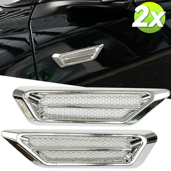 2x Chrome Car Air Flow Fender Side Vent Decoration Accessories Stickers