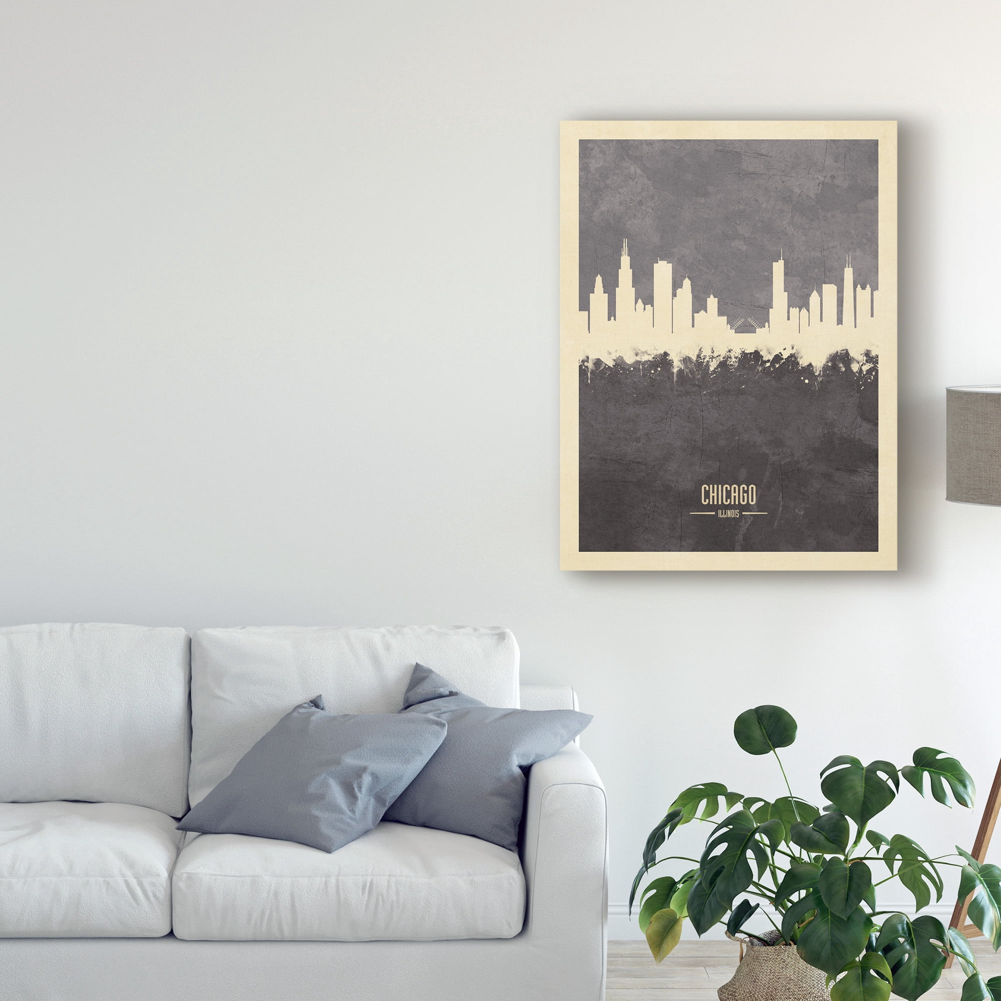 Trademark Fine Art 'Chicago Illinois Skyline Gray' Canvas Art by Michael Tompsett