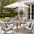 thumbnail image 2 of Round Outdoor Tablecloth with Umbrella Hole and Zipper, Grey Starfish Coastal Tablecloth with Elastic Waterproof, Nautical Summer Ocean Abstract Art Patio Table Covers for 45" - 54" Pool Tables, 2 of 9