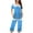 Blue#1, variant on Tnhcen Women's Casual Henley Sleepwear Set - Print Button-Up Short Sleeve Capri Pants Loungewear (S-3XL)