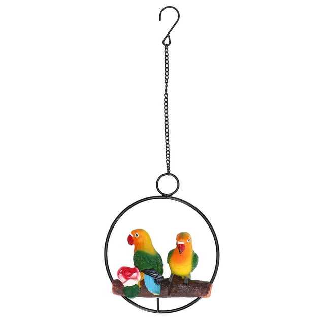 DEWIN Parrot Hanging Statue,Hanging Parrot Sculpture Hanging Ring Statue for Patio Lawn Home and Garden Decor