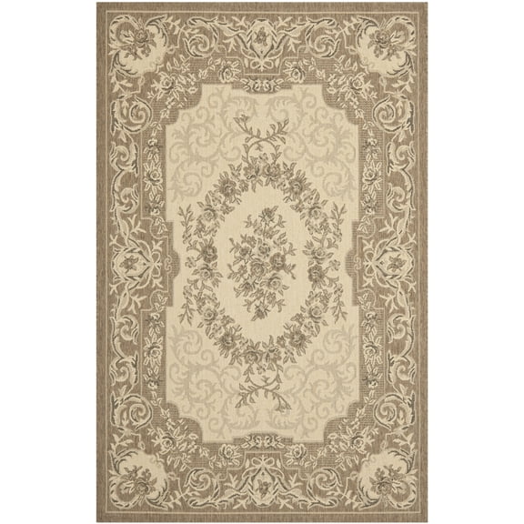 Safavieh Courtyard Dorian Oriental Indoor/Outdoor Area Rug, Creme/Brown, 5'3" x 7'7"