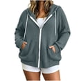 thumbnail image 4 of Nugftut Hoodies for Women Plus Size Full Zip-Up Jacket Oversized Lightweight Sweatshirts Baggy Workout Hoodies with Pockets, 4 of 8