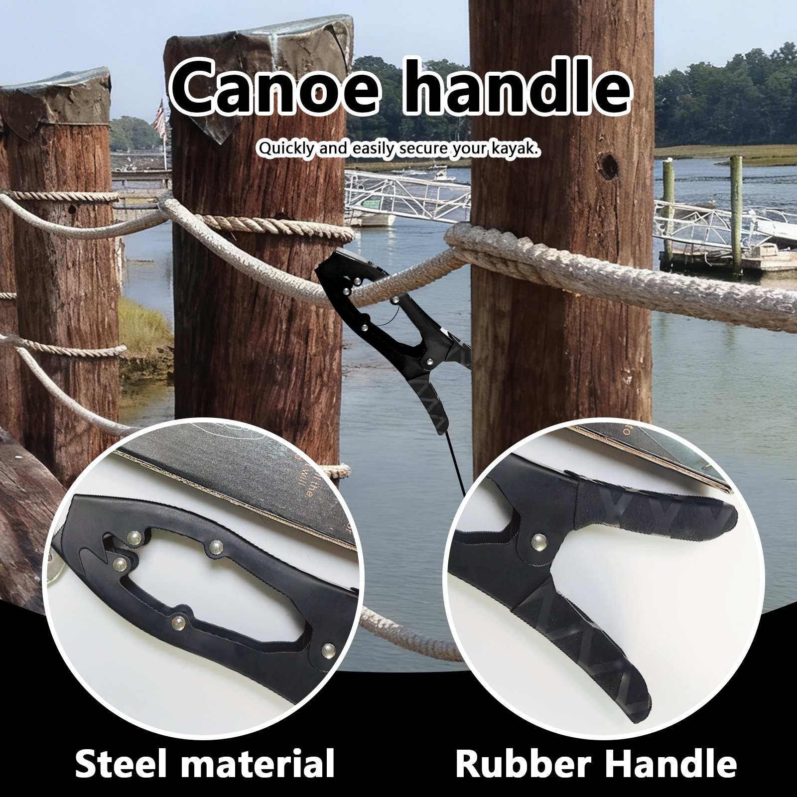 Arcticwind Kayak/Canoe Anchor Grip,Kayak Brush Gripper,boat clamp for fixing self-locking tension jaws,Canoe,Boat for Fishing Boating and Camping Kayak Accessories,Metal buckle,Without Kayak handrail