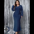 thumbnail image 4 of Vestido de Noche para Mujer, con Purpurina, Larga, Escote en V, Ajustado, Formal, con Lentejuelas, Talla Grande Azul XL, 4 of 7