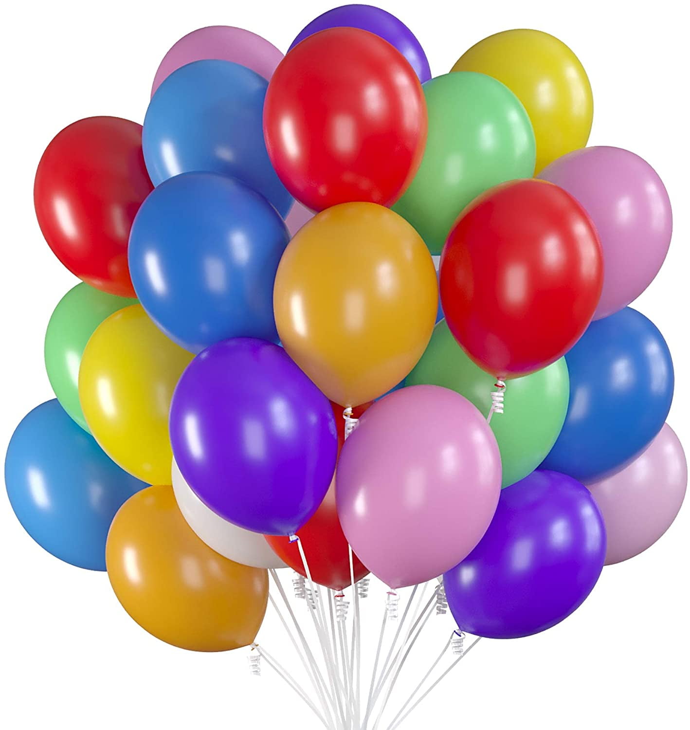 Prextex 75 Party Balloons 12 Inch Assorted Color Balloons with White Prextex 75 Party Balloons 12 Inch Assorted Color Balloons with White