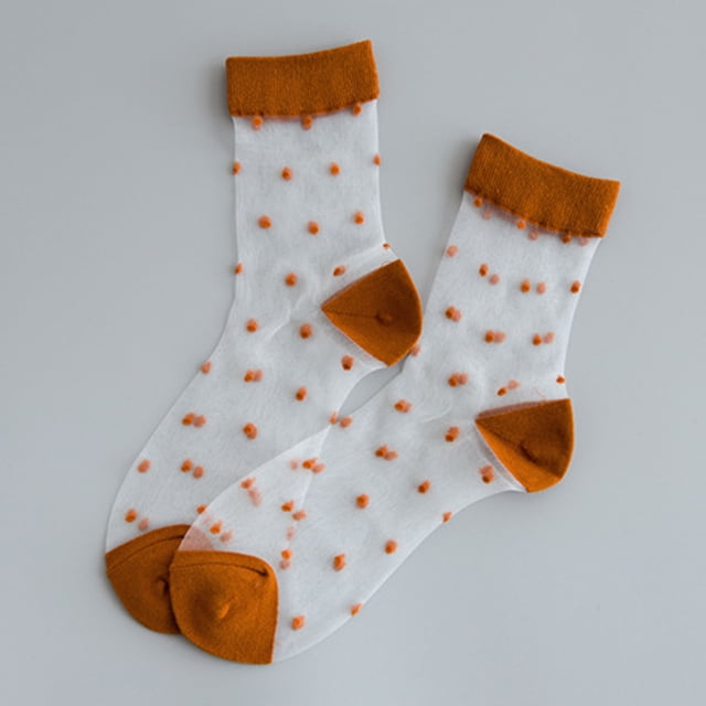Bas Tube pour Femmes de Printemps et d'Été Bas à Pois Transparents Bas Confortables Bas Bas de compression Multicolores