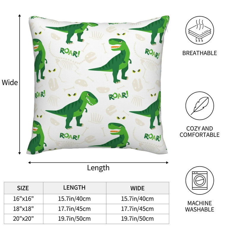 Dinosaur Pillow Cover - Linen and Ivory