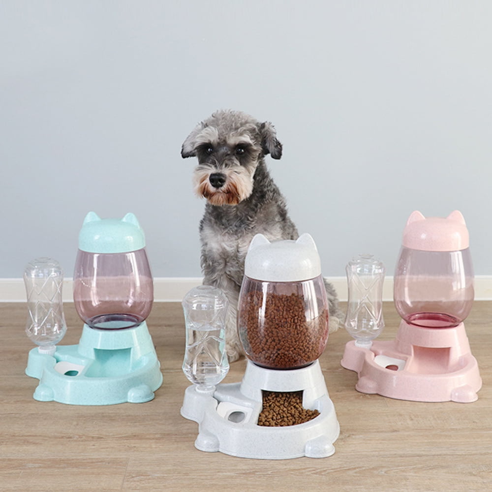 Birdsexy 2 in 1 Automatic Feeder Pet Stuff Dog Cat Drinking Bowl For Pets Water Drinking Feeder Storage Continuous Food Dispenser for Pet Cat Dog - Pink