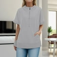 thumbnail image 5 of JUMESG Short Sleeve Sweatshirt Women Oversized Hoodies for Women Short Sleeve Half zip Sweatshirt Loose Fit Pullover 2024 Fall Fashion Outfits (Grey,XL), 5 of 7