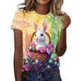 thumbnail image 2 of Easter Shirt for Women Colorful Patterned Eggs Print T-Shirt Short Sleeve Crewneck Lightweight Breathable Festival Apparel Holiday Top, 2 of 5