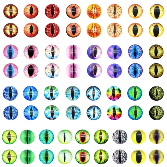 10pairs 30mm Mix Round Glass Animal Toy Eyes Flat Back Dragon Eyes Cabochons Dome Eyeballs For DIY Crafts Dolls Accessories