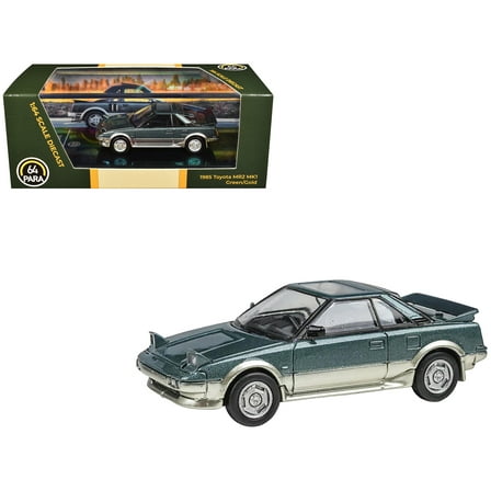 1985 Toyota MR2 MK1 Green Metallic and Gold with Sunroof 1/64 Die-Cast Model Car by Paragon