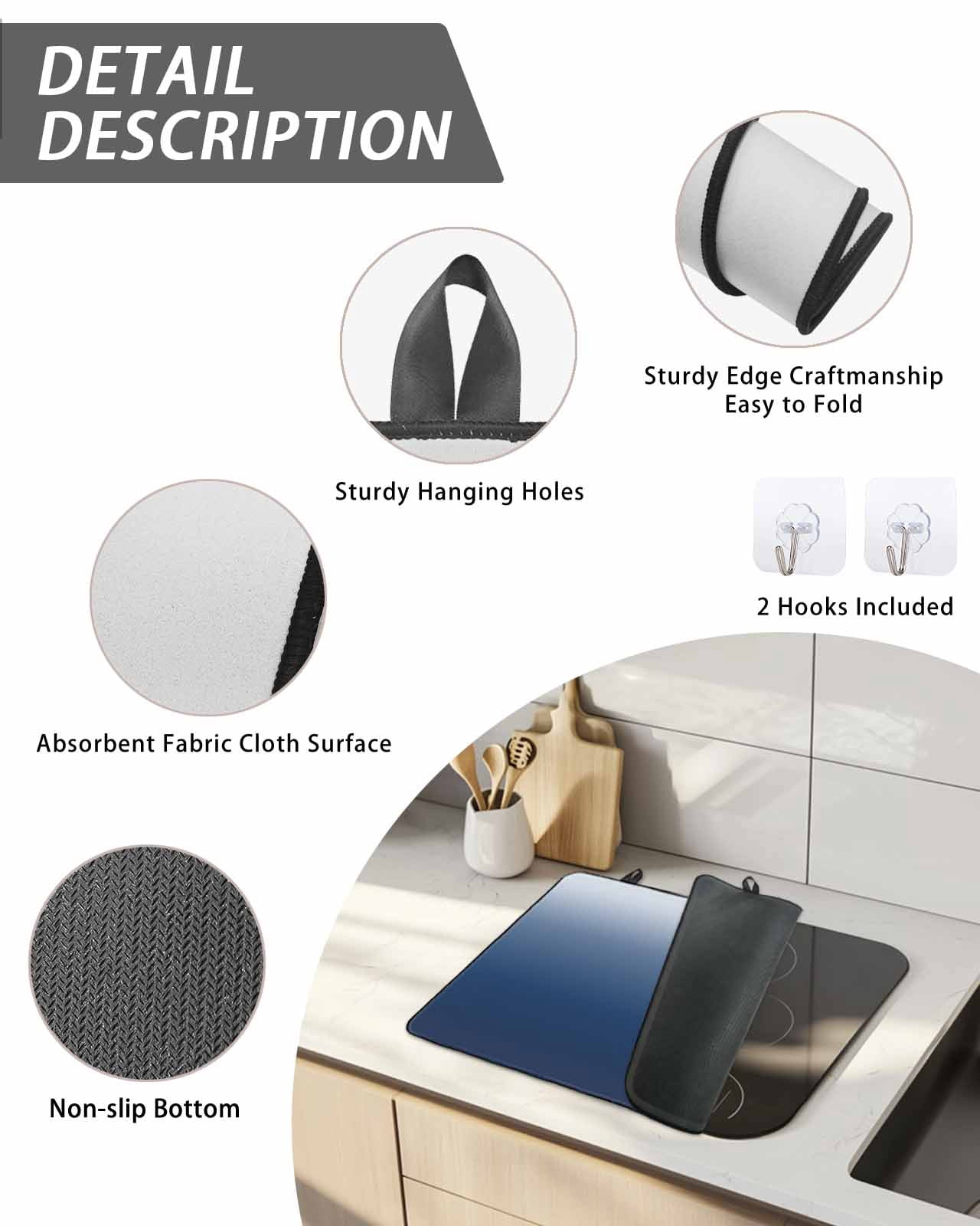 Stove Top Covers for Electric Stove, Navy Blue Ombre Glass Stovetop Cover Protector, Modern Abstract Art Gradient Aesthetics Induction Cooktop Protector Oven Mat for Kitchen Countertop 24"x21"