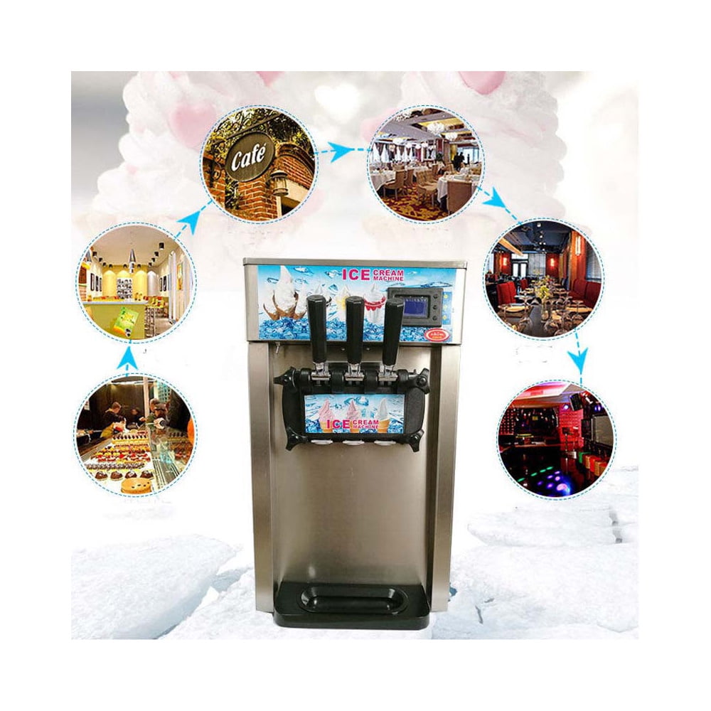 Commercial Soft Serve Ice Cream Machine 3 Flavors Ice Cream Maker with LED Display