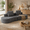 Dark Gray, variant on Patbrela 98" Modern Art Sofa Oversized Curved Boneless Couch, 38 Inch Extra Deep Seating Upholstered Sofa for Living Room, Office & Apartment, Linen Upholstery, No Assembly, Dark Gray