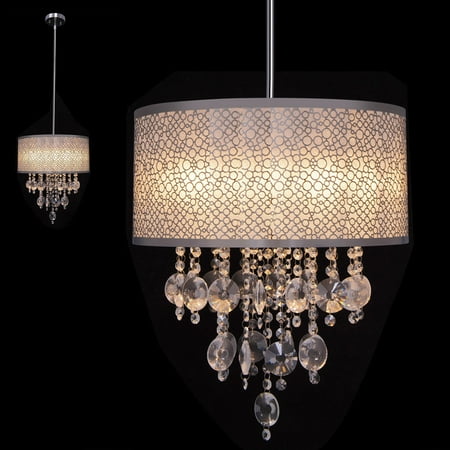 - Gymax 4-Light Semi Pendant Crystal Chandelier Brushed Chrome Finish Ceiling Light UL