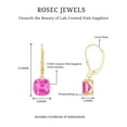 thumbnail image 4 of Rosec Jewels Cushion Cut Lab Created Pink Sapphire Solitaire Drop Earrings for Women (8 mm), 10K Yellow Gold, 4 of 6