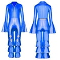 thumbnail image 3 of iiniim Kids Girls Long Flare Sleeve Retro Disco Jumpsuits Movie Star Singer Rave Party Bodysuits Royal Blue 8, 3 of 7
