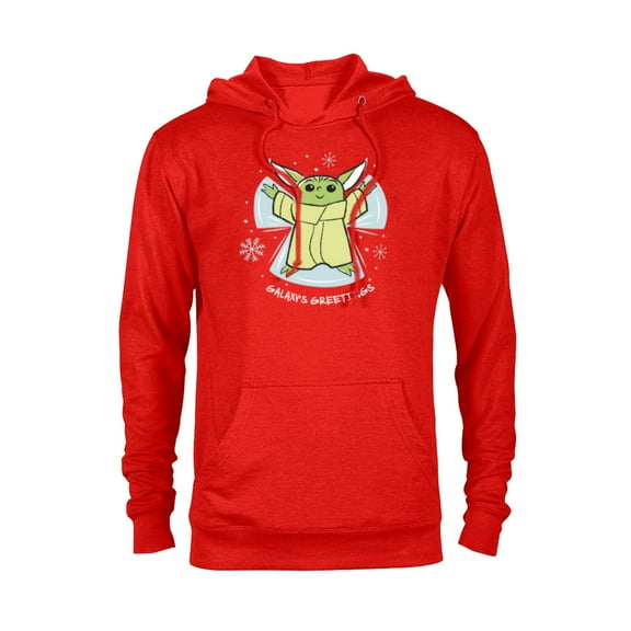 Star Wars The Mandalorian Grogu Galaxy’s Greetings Holiday Standard - Pullover Hoodie for Adults – Customized-Red Heather
