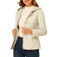thumbnail image 4 of Allegra K Women's Toggle Duffle Coat Zipper Front Solid Cropped Hooded Pea Coat, 4 of 6