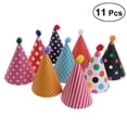 thumbnail image 1 of 11pcs Cake Birthday Party Cone Hats with Pom Poms, 1 of 5