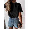 thumbnail image 3 of PRETTYGARDEN Women's Short Sleeve Casual T Shirts Summer Ruffle Plain Round Neck Loose Fit Tee Blouse Tops, 3 of 7