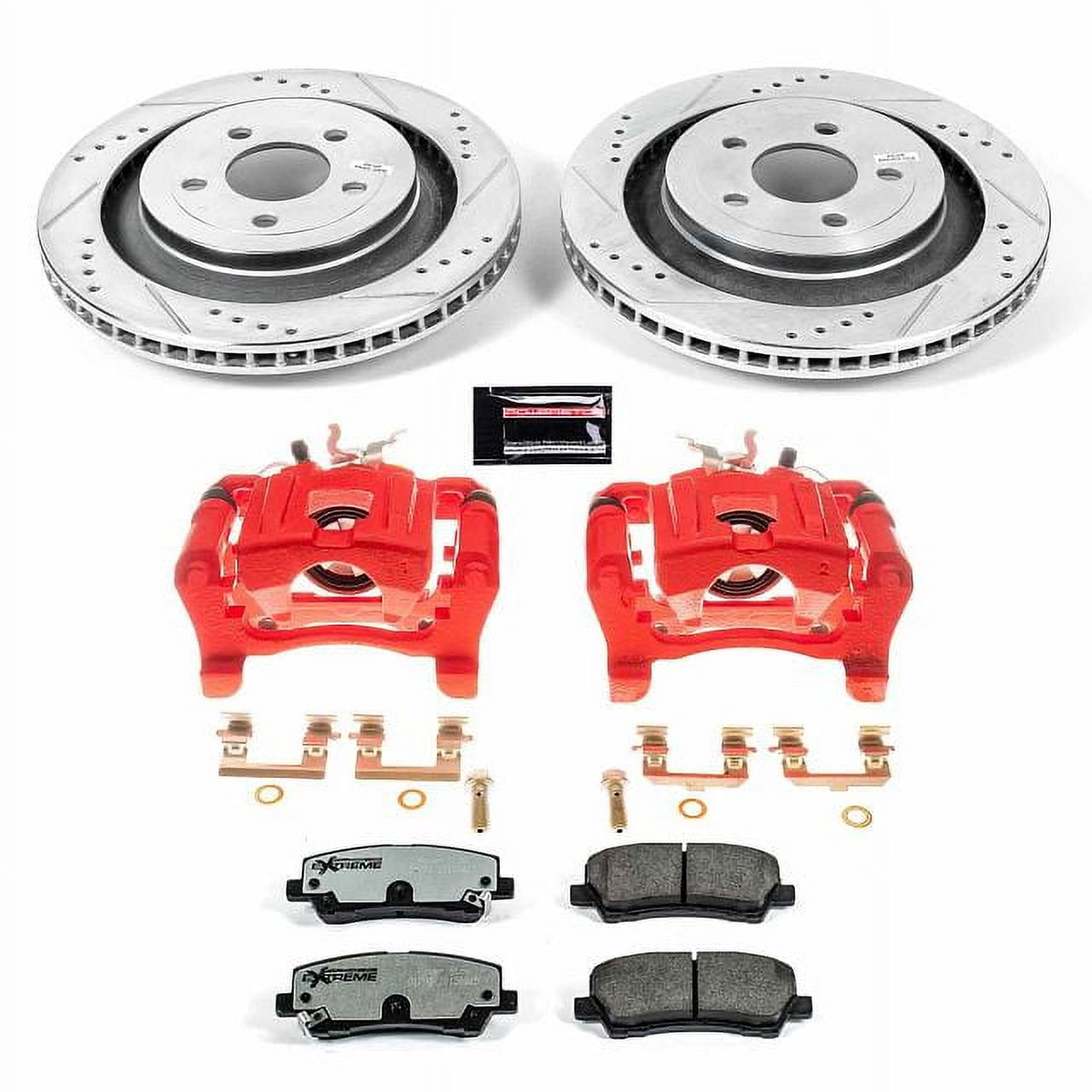 PowerStop Rear Z26 Street Warrior Brake Pad and Rotor Kit with Red Powder Coated Calipers Fits: FORD Select Models KC6812-26