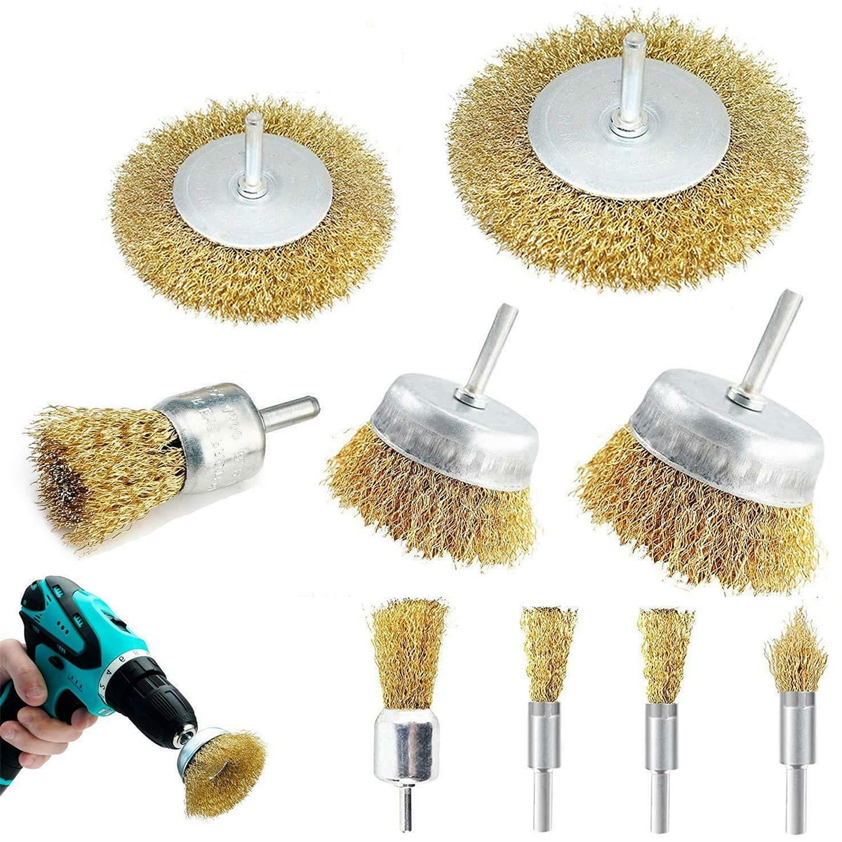 10pcs Rotary Tools Steel Wire Wheel Brush Rust Paint Removal Drills Grinder* 