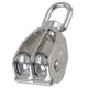 thumbnail image 1 of JCBIZ 1 paquete M15 bloque de polea doble de acero inoxidable Hardware resistente doble rueda giratoria aparejo rueda de elevación polea fija para carga de cable de alambre 35 kg, 1 of 5