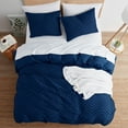 thumbnail image 4 of Nestl Boho 3 Piece Duvet Cover Set, Tufted Embroidery Double Brushed Duvet Cover with Button Closure with 2 Pillow Shams, Queen (90"x90") - Navy, 4 of 8