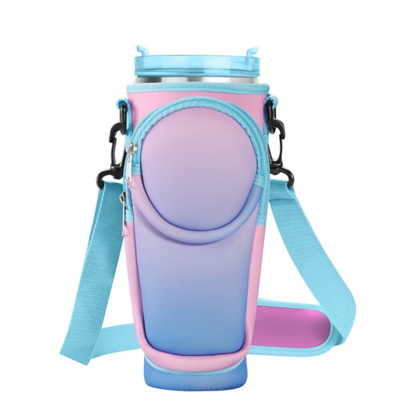 Water Bottle Carrier Bag with Phone Pocket for Stanley 40oz Tumbler Neoprene Water Bottle Holder Pouch with Adjustable Strap