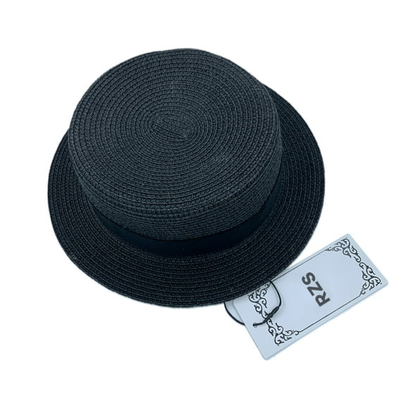 RZS Hats, Sun Hats for Women Men Wide Brim Fedora Straw Beach Hat UV UPF 80 , Black