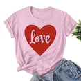 thumbnail image 5 of BiZtdJrK Weekly Sales Valentine's Day Heart Shirts for Women 2025 Fashion Letter Graphic Print Tees Tops Loose Casual Crew Neck Short Sleeve Blouse Pink S, 5 of 6