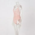 thumbnail image 3 of Women One Piece Lingerie Deep V Teddy Sexy Lace Bodysuit Open Back S-XXL (Pink L), 3 of 9
