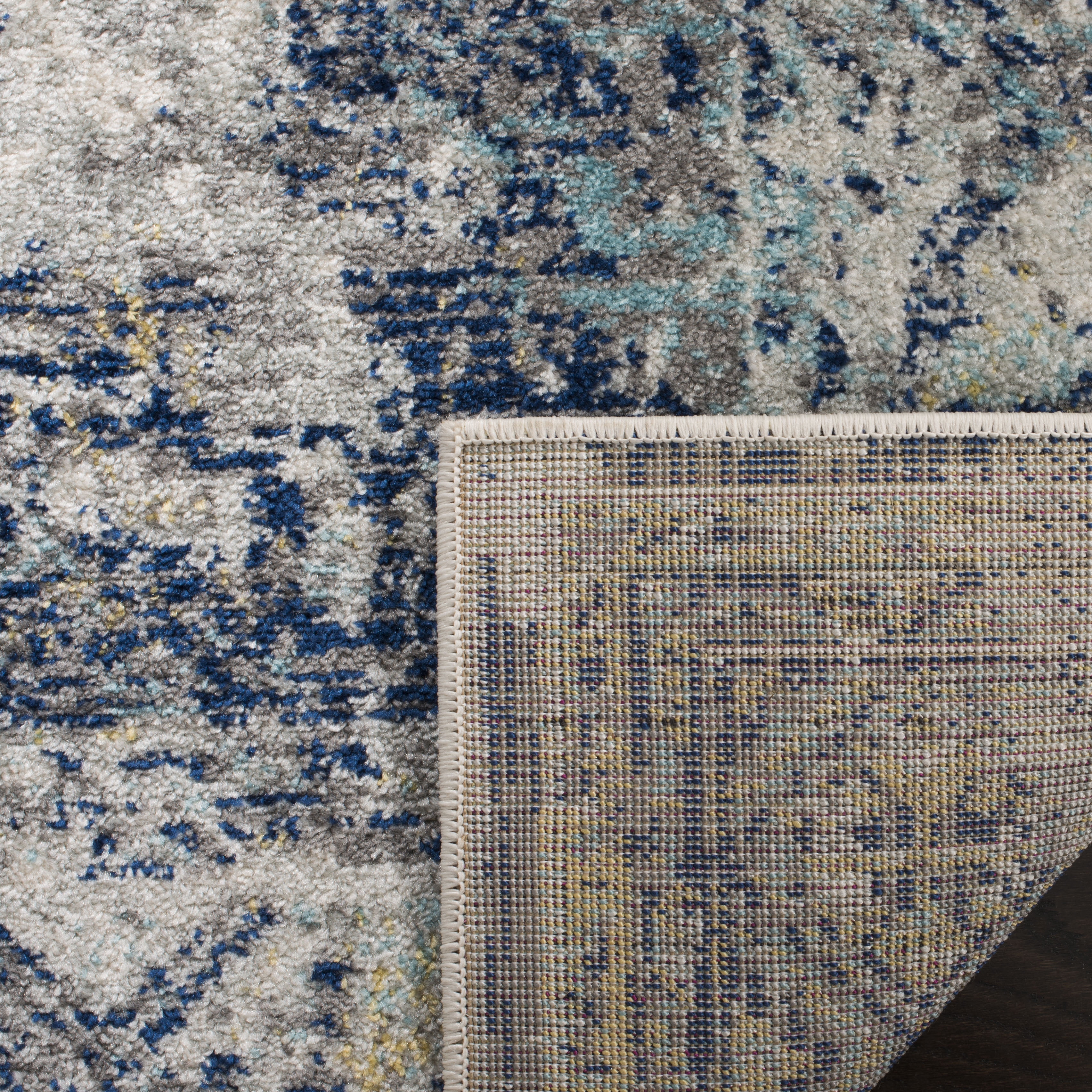 SAFAVIEH Madison Emil Overdyed Medallion Area Rug, Light Grey/Blue, 5'3" x 7'6"