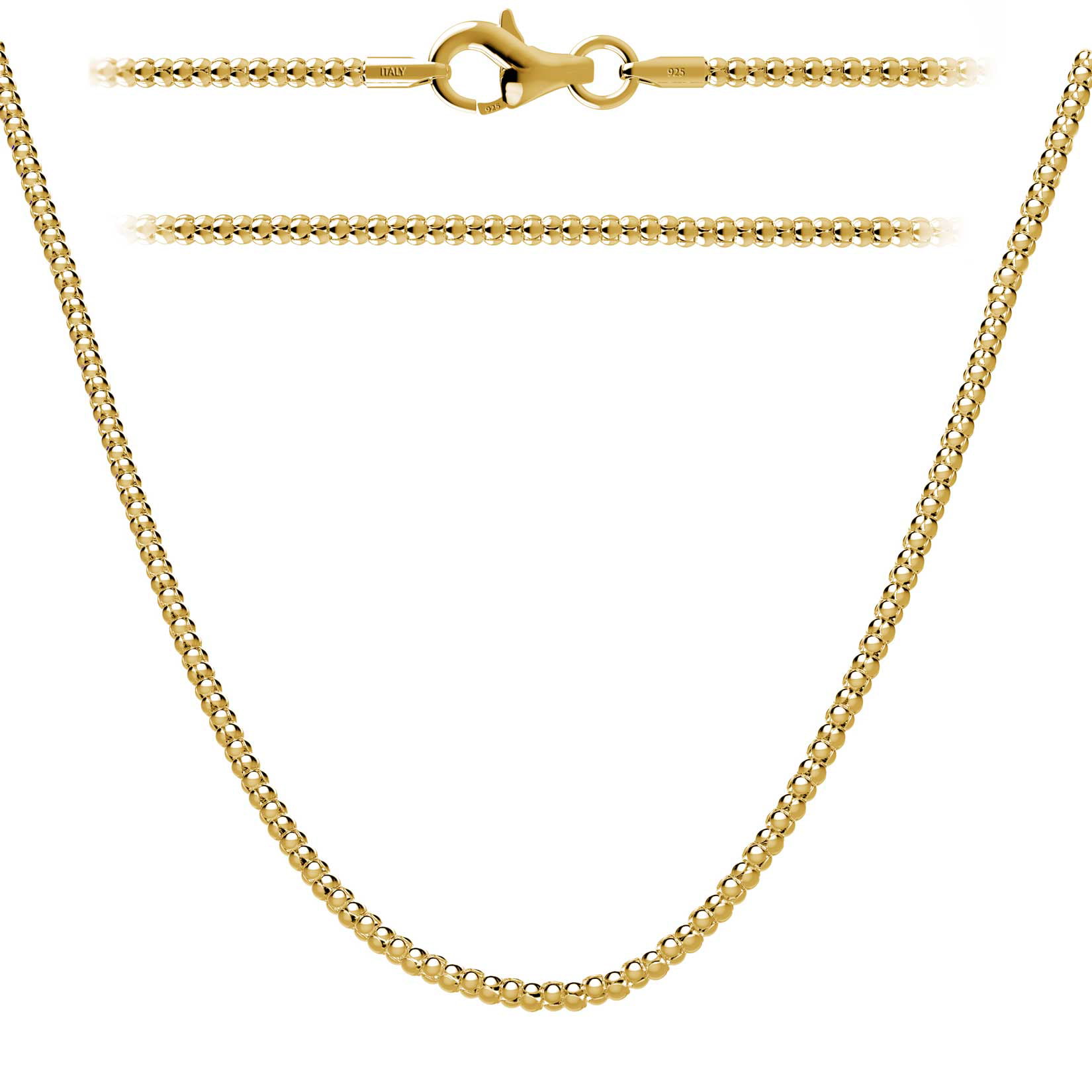 Kezef - Gold Plated Sterling Silver Popcorn Chain Necklace 14 inch ...